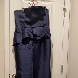 JS COLLECTION gown, size 12 navy blue strapless.